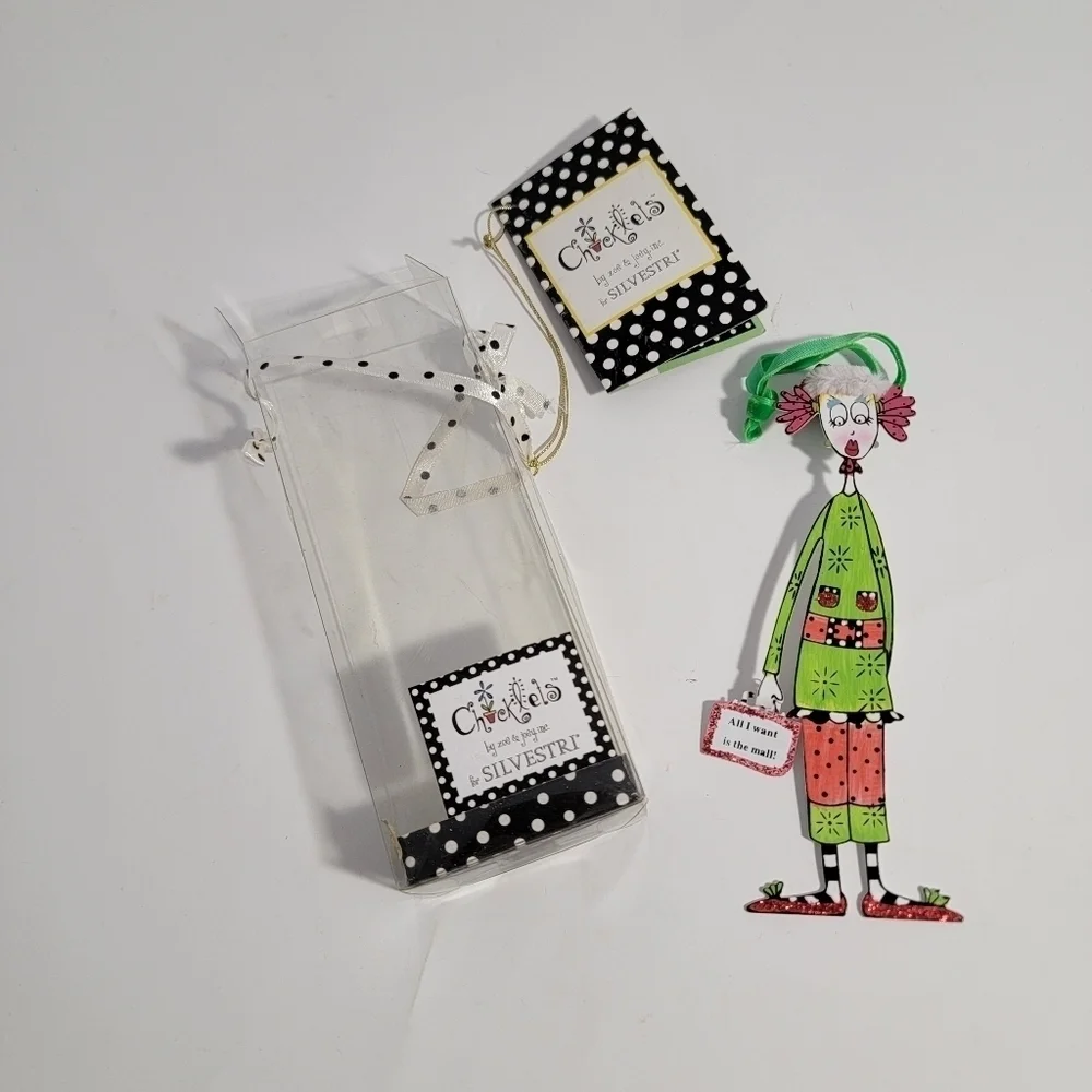 Chicklets Zoe & Joey for Silvestri Christmas Ornament Girl Mall NEW T51